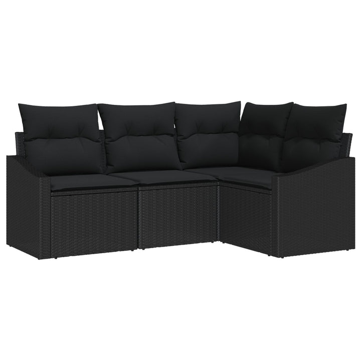 Havesofa Sæt Sæt af 4 Sort Rattan, Polyester, Stål