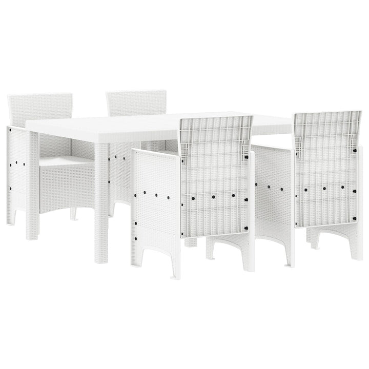 5 Delt Have Spisebord Sæt Hvid Poly Rattan