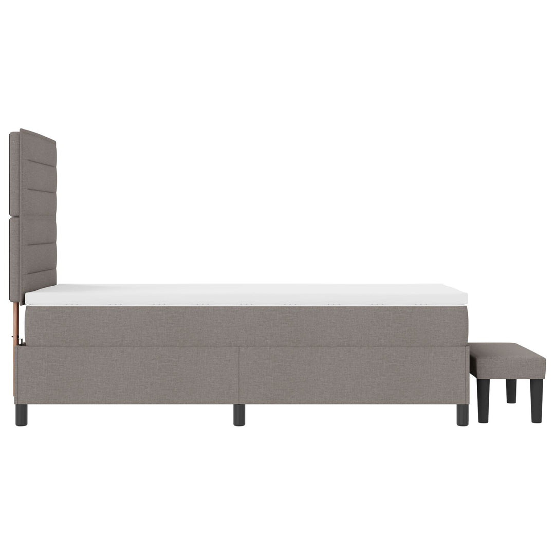 Boksmadras med madras og bænk Taupe 80x200 cm Stof