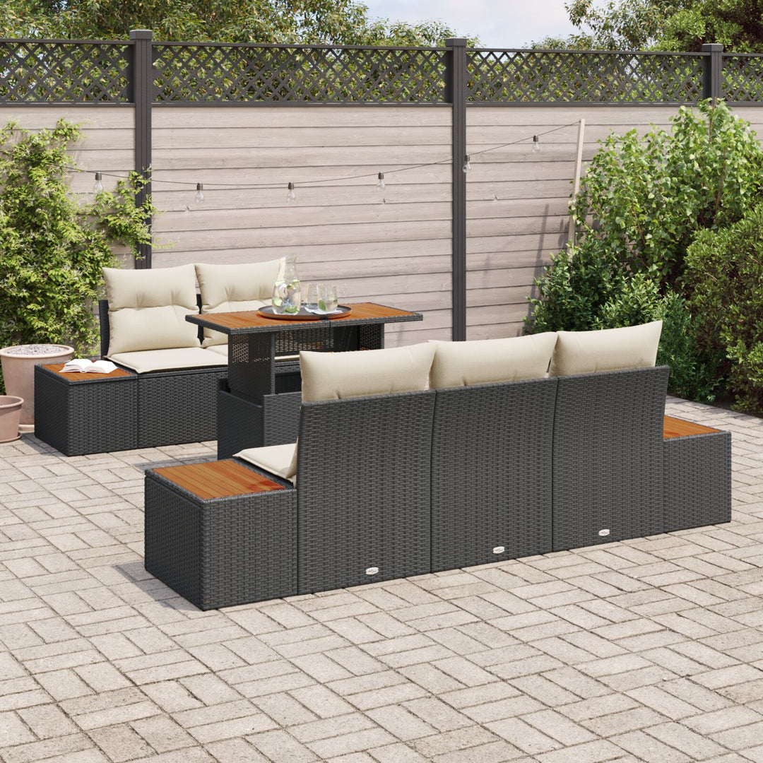 Have Sofa Sæt Sæt af 6 Sort, Brun Rattan, Træ, Polyester