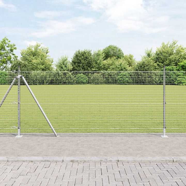 Svejsede Trådhegn med 13 Flangerede Stolper 1x50 m Galvaniseret Stål