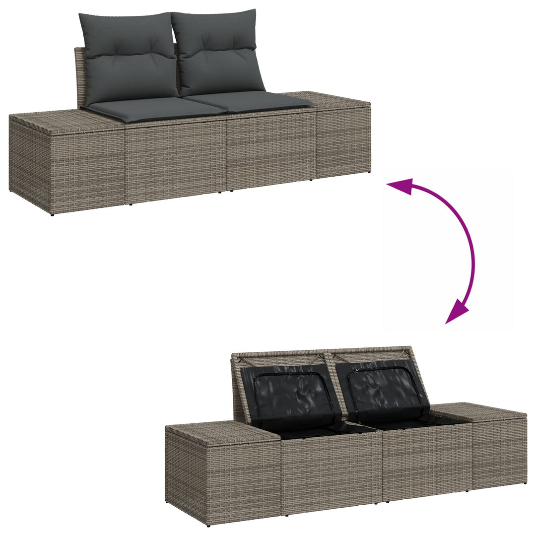 Havemøbel Sæt Sæt af 6 Grå Rattan Udendørs Sofa Rektangulær