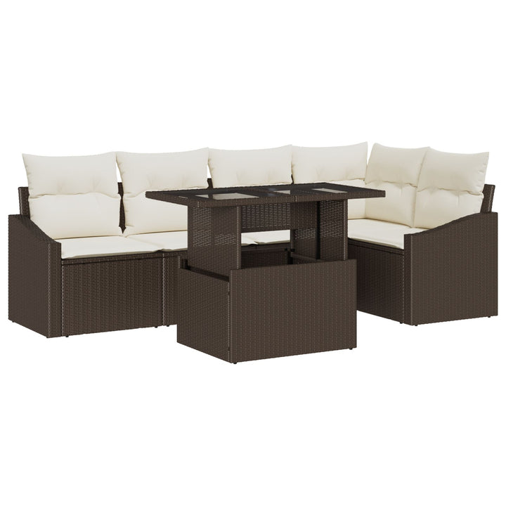 Havesofa sæt Sæt af 6 Brun, Rattan Rattan, Polyester, Glas