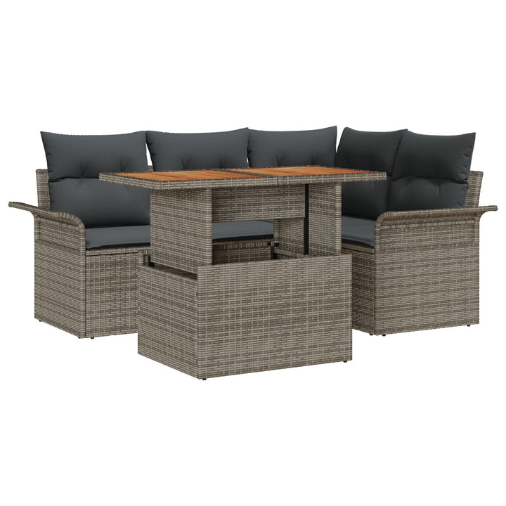 Have Sofa Sæt Sæt af 5 Grå, Brun, Sort Rattan, Stål Have Spisesæt