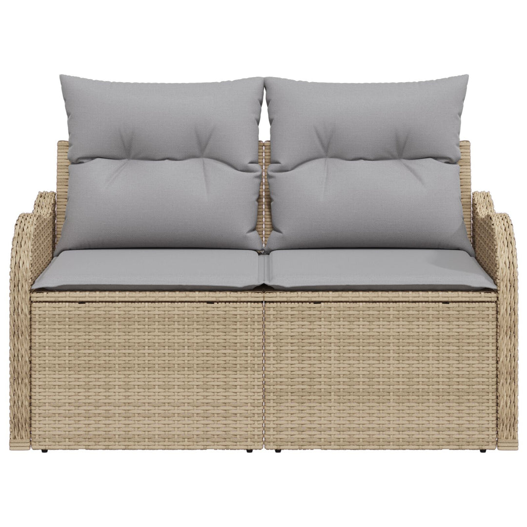 2-personers have sofa med opbevaring og puder beige poly rattan