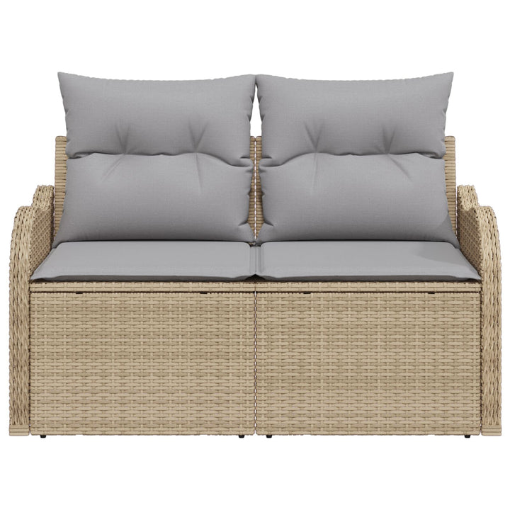 2-personers have sofa med opbevaring og puder beige poly rattan