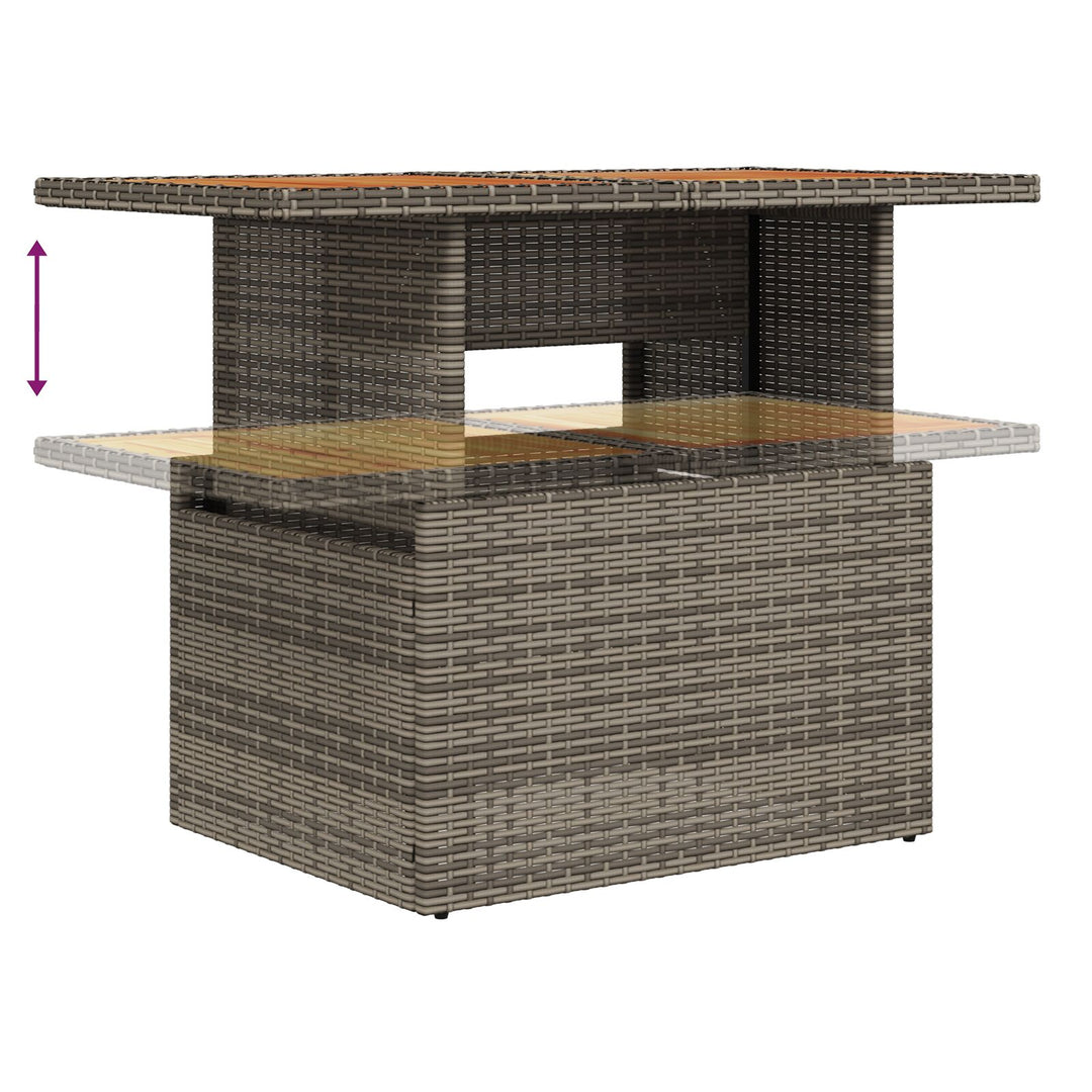Have Sofa Sæt Sæt af 9 Grå, Naturligt Træ Poly Rattan, Stål, Træ
