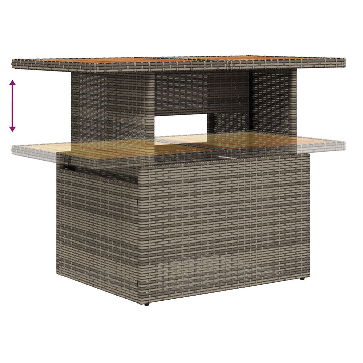 Have Sofa Sæt Sæt af 9 Grå, Naturligt Træ Poly Rattan, Stål, Træ