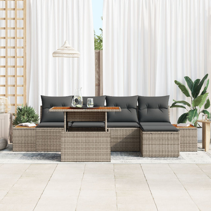 Have Sofa Sæt 6-dele Grå Rattan, Stålramme, Polyester
