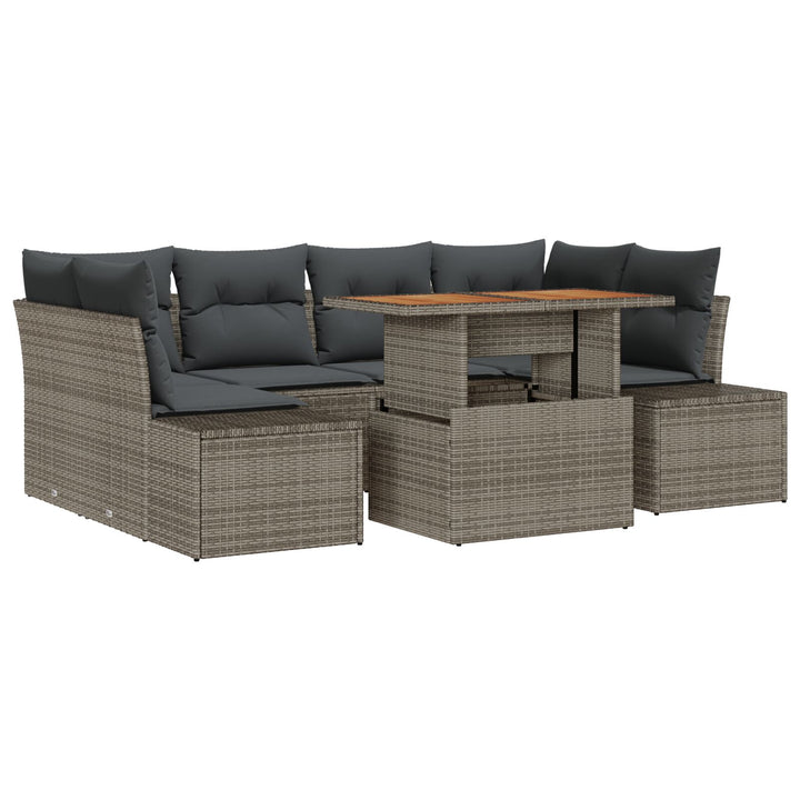Have sofa sæt 7 dele Grå, Rattan Polyethylene rattan, Polycotton