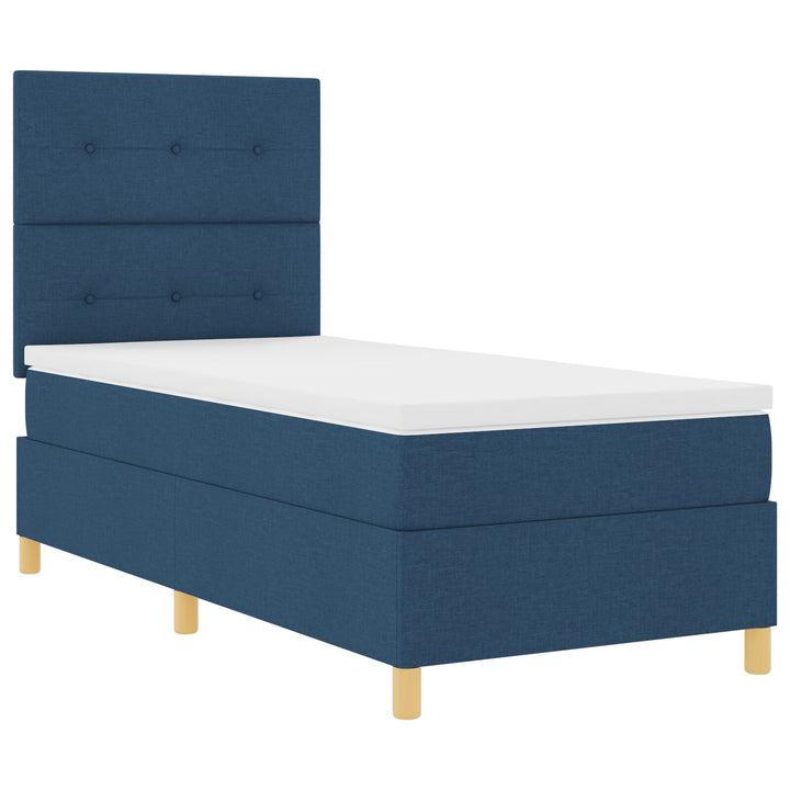 Sengestel med Madras Blå Stof 90 x 200 cm Blå Seng Rektangulær