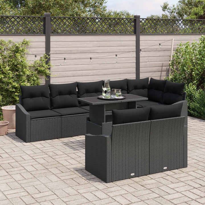 Have Sofa sæt Sæt af 9 Sort Rattan, Metal Have Sofa sæt