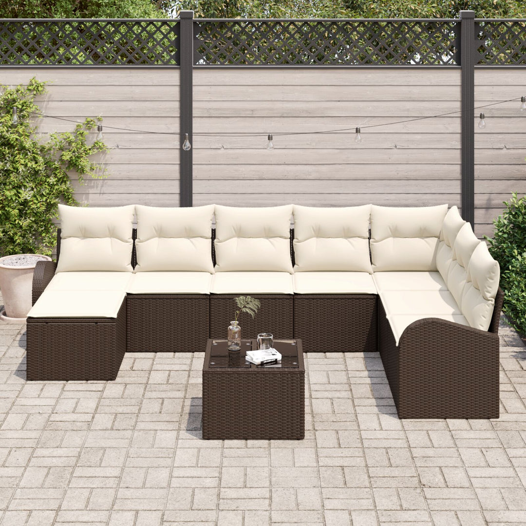 Have Sofa Sæt Sæt af 9 Hvid PE Rattan Have Sofa Sæt Rektangulær