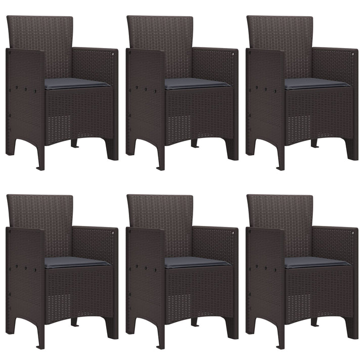 7 Stk Have Spisestue med Puder Brun Poly Rattan