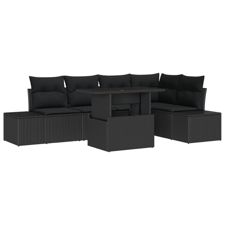 Havemøbel Sæt Sæt af 6 Sort Rattan, Polyester, Stål Havemøbel Sæt