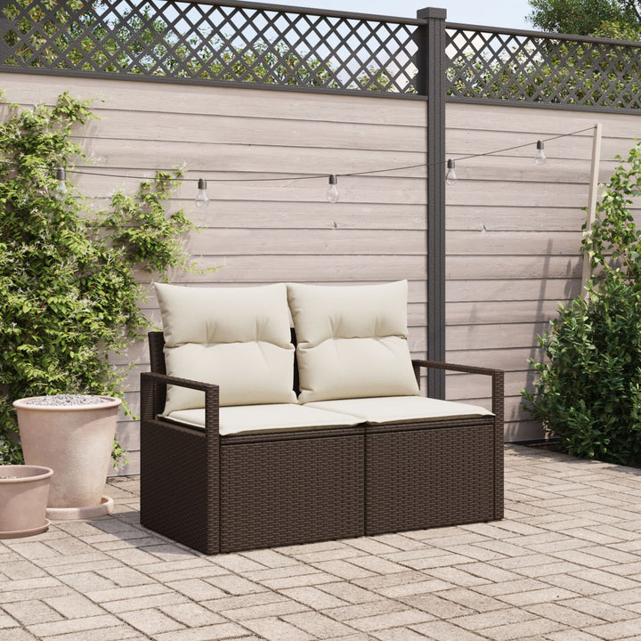 2-personers have-sofa med opbevaring og puder Brun Poly Rattan