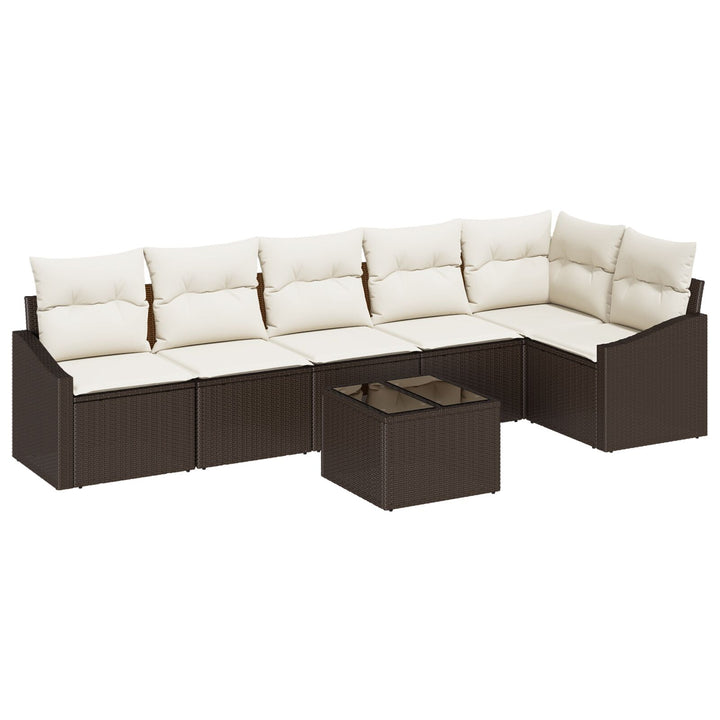 Have Sofa Sæt Sæt af 7 Brun, Creme Rattan, Polyester