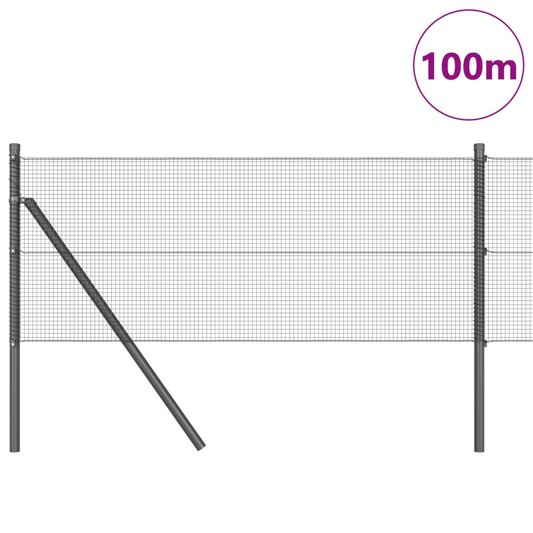Svejsede trådgærde med 13 pæle Grå 0.6x100 m Stål