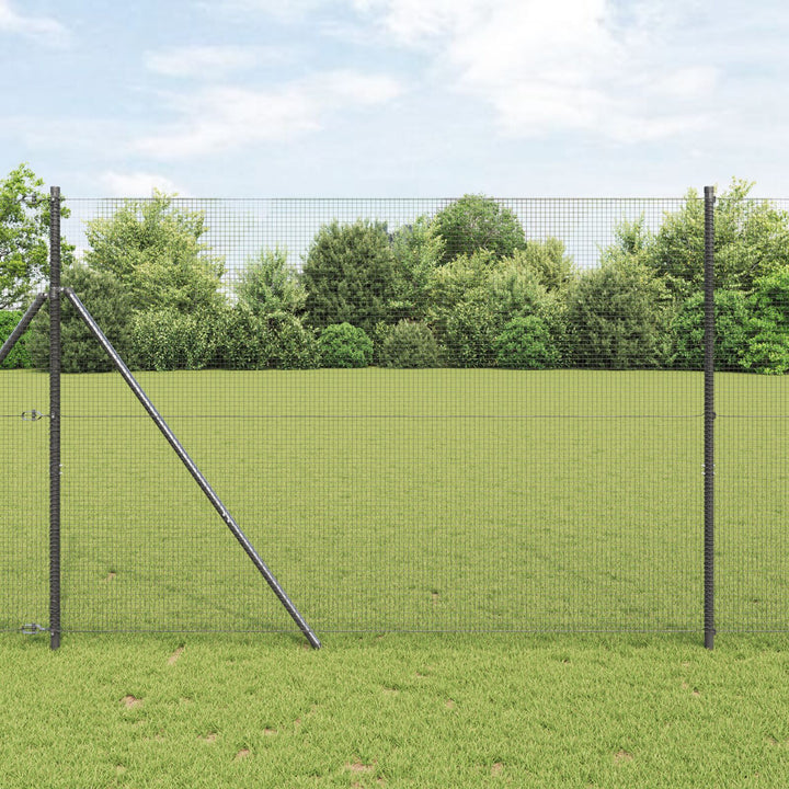 Welded Wire Fence med 7 Poster Grå 1.4x50 m Stål