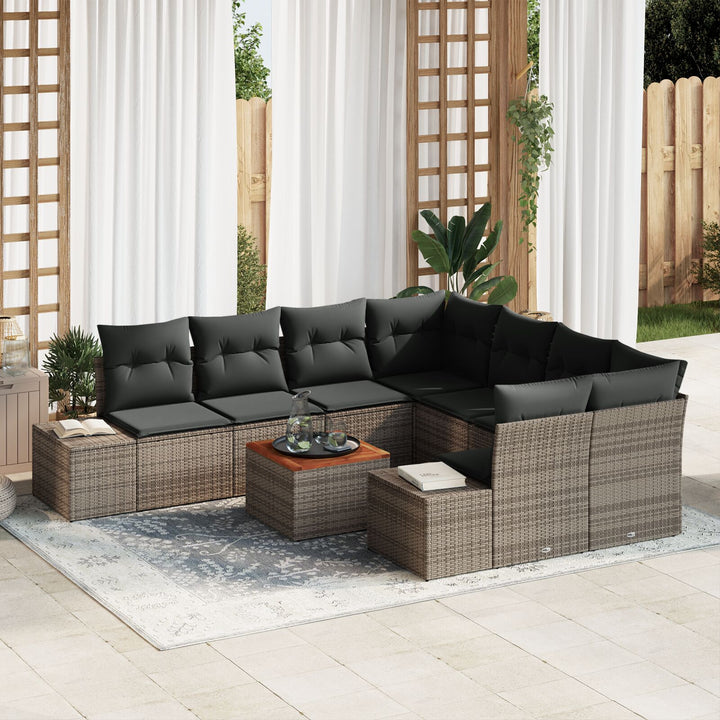 Havesofa sæt 9-delers Grå Poly rattan Havesofa sæt Rektangulært