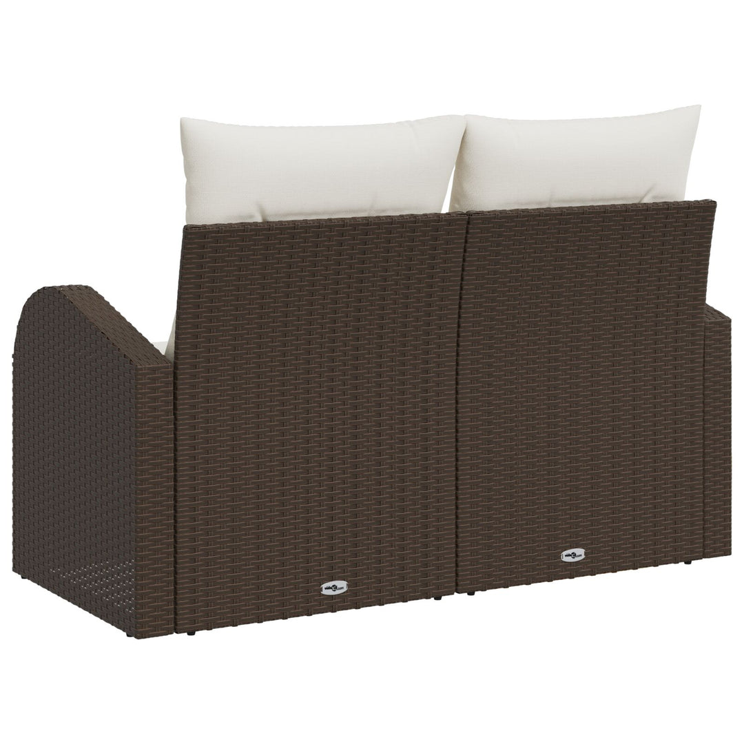 2-personers Have Sofa med Opbevaring & Puder Brun Poly Rattan