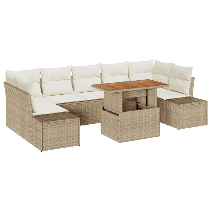 Have Sofa Sæt Sæt af 8 Beige og creme Rattan Have Spisesæt