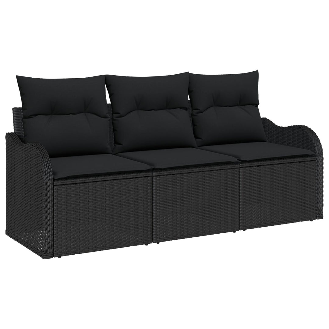 3 Styk Have Sofa Sæt med Puder Sort Poly Rattan