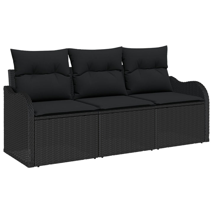 3 Styk Have Sofa Sæt med Puder Sort Poly Rattan