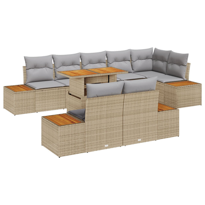 havensofa sæt 9 dele Beige, Grå Rattan, Polyester