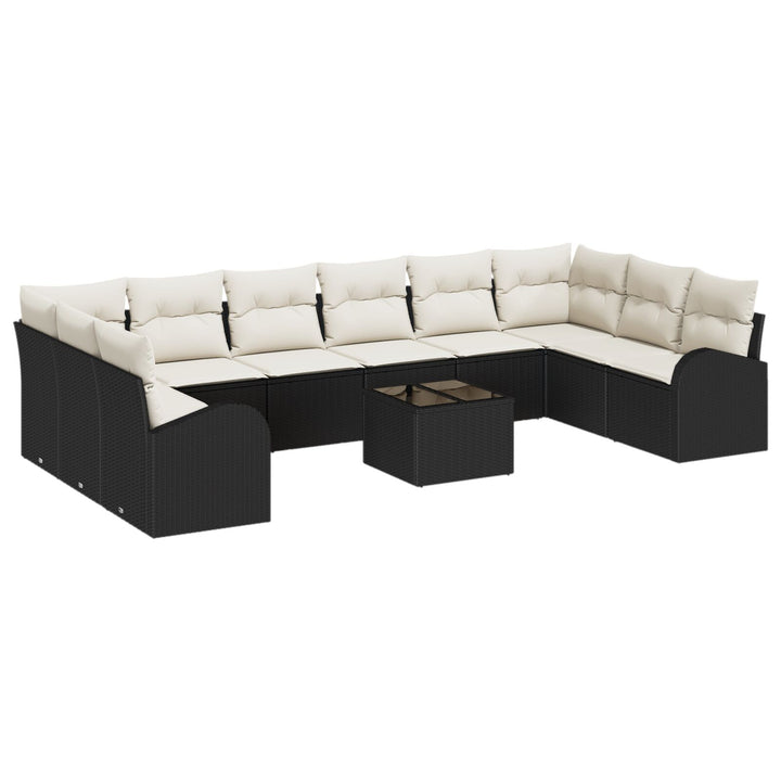 10 dele Havesofa sæt med puder Brun Poly Rattan