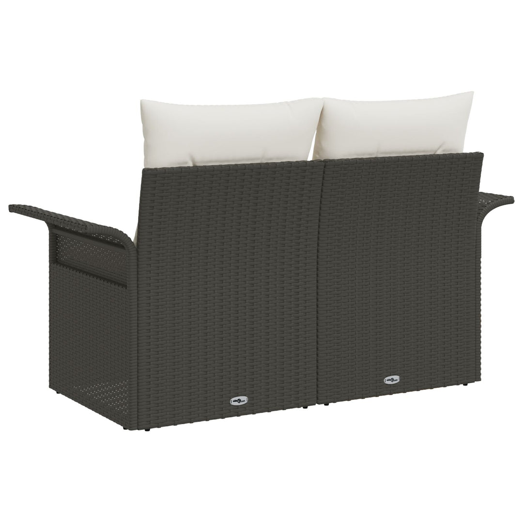 2-personers havensofa med puder sort poly rattan