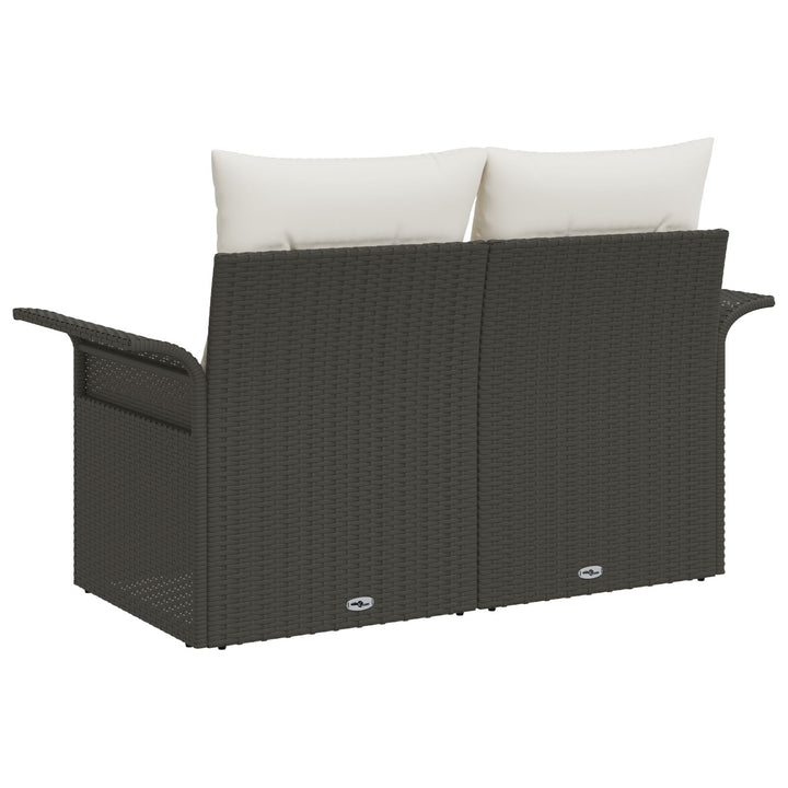 2-personers havensofa med puder sort poly rattan