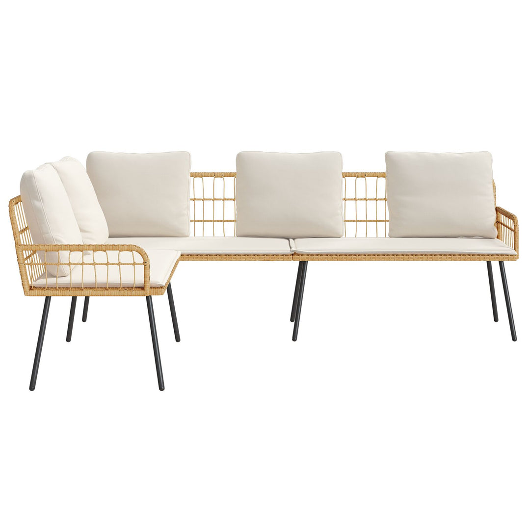L-formet sofa Natural 231x173x78 cm Poly Rattan