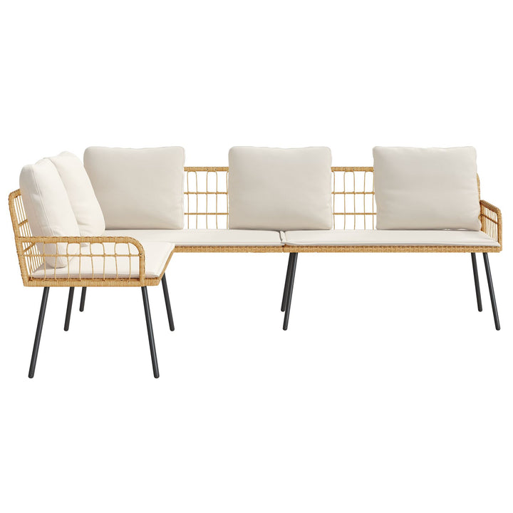 L-formet sofa Natural 231x173x78 cm Poly Rattan