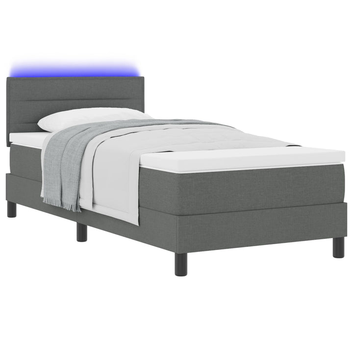 Sengestel med Madras Grå Stof 100 x 200 cm Box Spring Seng