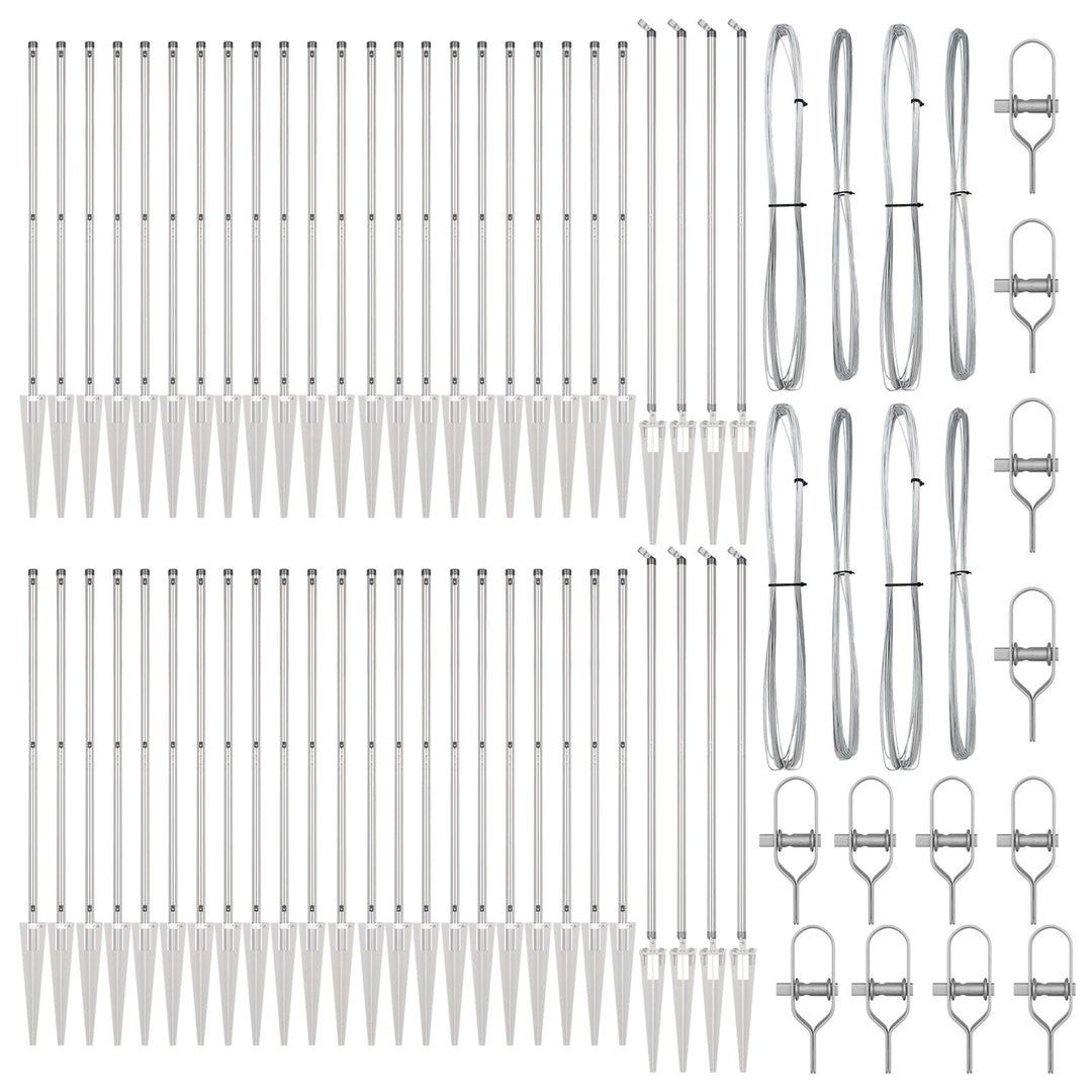 Stakitpæle med spids 52 stk Ø32 mm 140 cm Galvaniseret stål