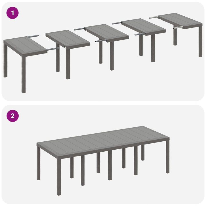 9 Dele Have Spisebord Hvid Poly Rattan