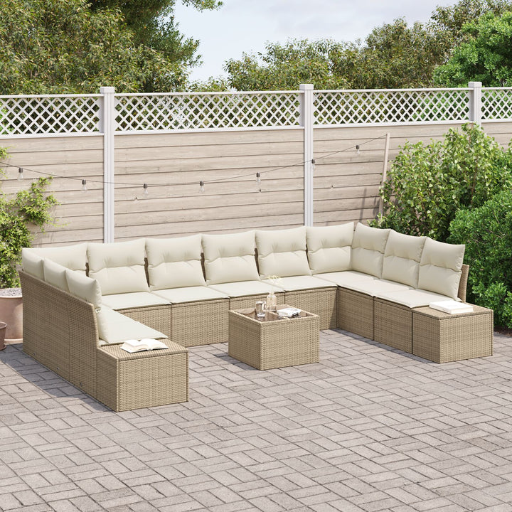 11 Stykke Have Sofa Sæt med Puder Brun Poly Rattan