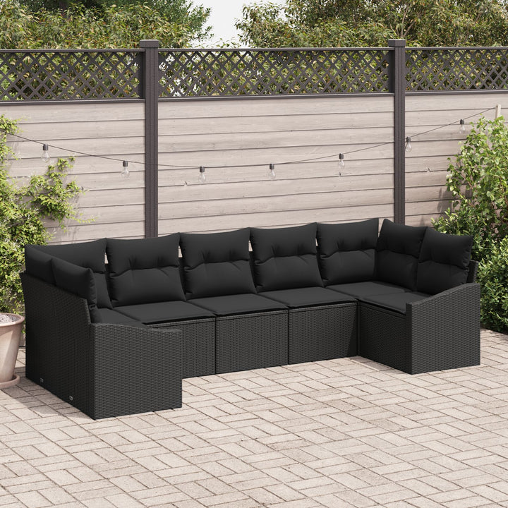 Have Sofa Sæt Sæt af 7 Sort Rattan og Polyester Have Loveseat