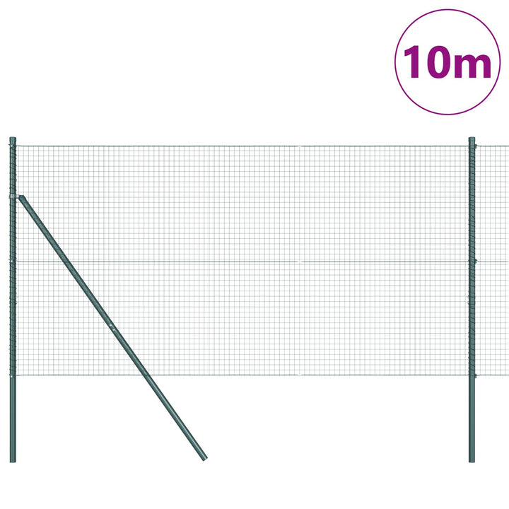 Vinklet Trådhegn med 7 Stolper Grøn 1.4x10 m Stål