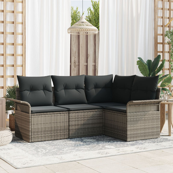 Have Sofa Sæt Sæt af 4 Grå Polyester puder og rattan base