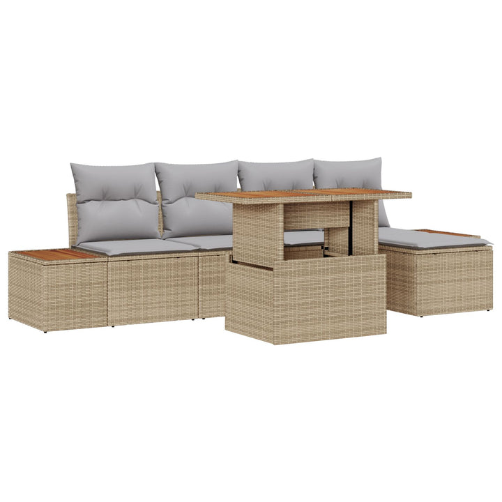 Havemøbel Sæt Sæt af 6 Beige, Grå Rattan, Polyester Havemøbelsæt