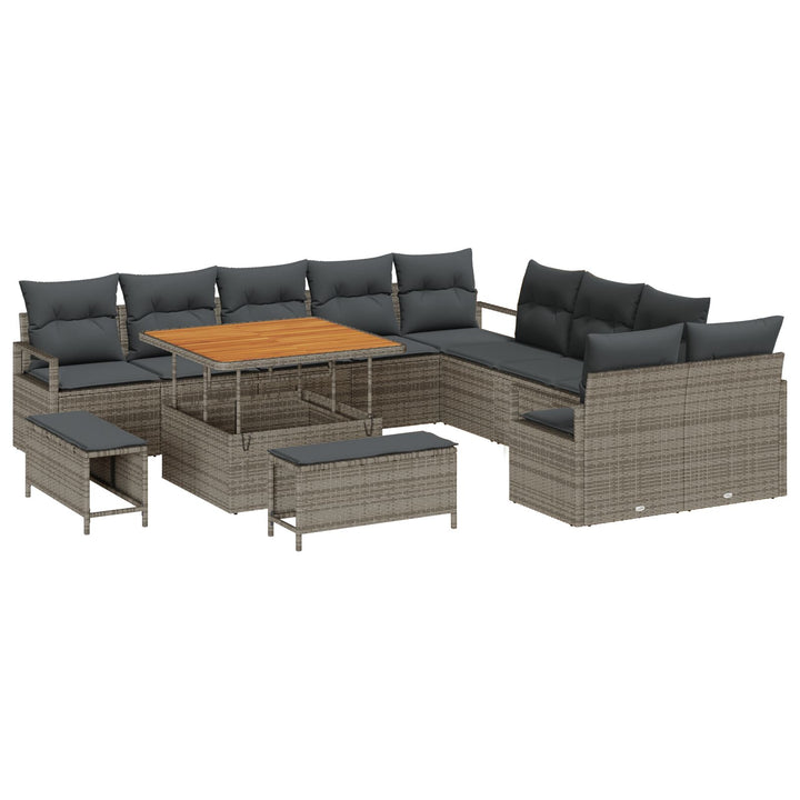 13-delt have sofa sæt med hynder grå poly rattan akacia, vidaXL 2-personers have sofa med opbevaring & hynder grå poly rattan, vidaXL 3-delt have spisebord sæt med hynder grå poly rattan akacia