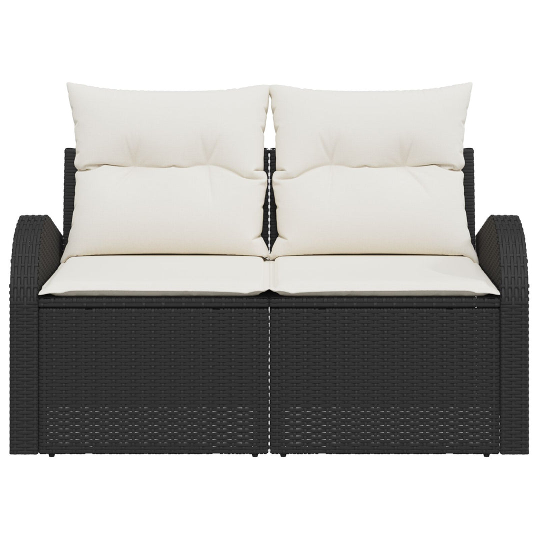 2-Personers Have Sofa med Opbevaring & Puder Sort Poly Rattan