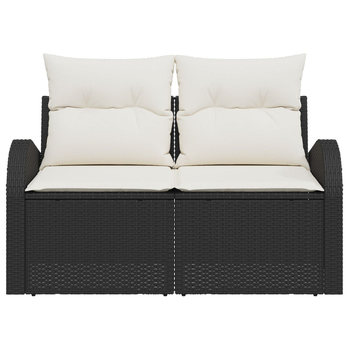 2-Personers Have Sofa med Opbevaring & Puder Sort Poly Rattan