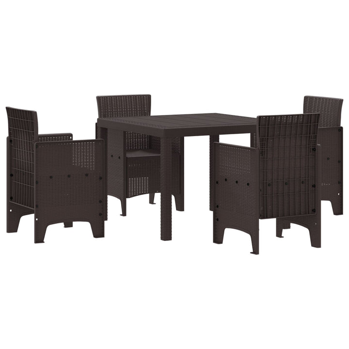 5 Piece Have Spisesæt Brun Poly Rattan