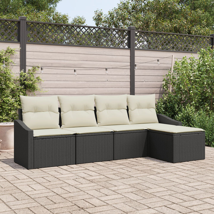 Have Sofa Sæt 5 Stykker Sort og creme Rattan og polyester