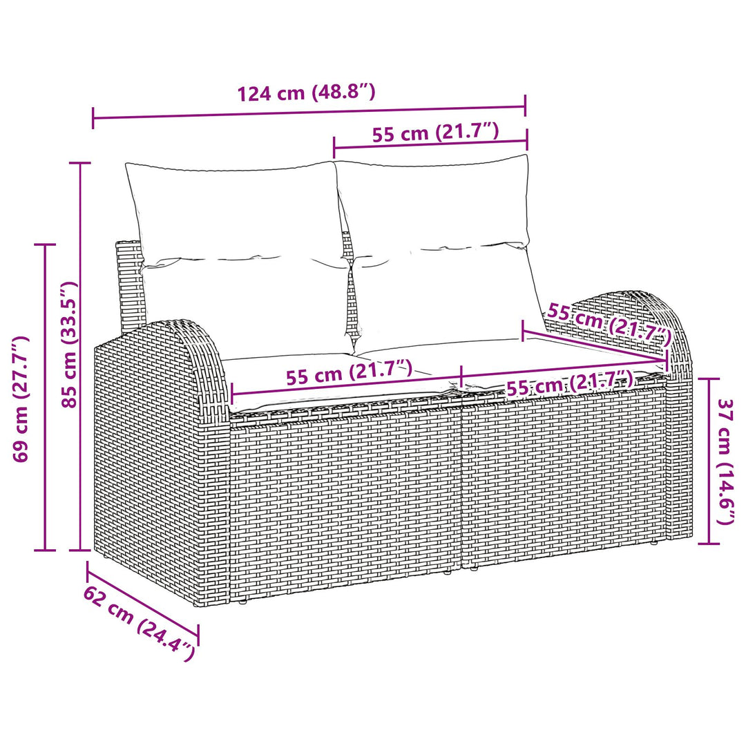 2-Personers Have Sofa med Opbevaring & Hynder Lysegrå Poly Rattan