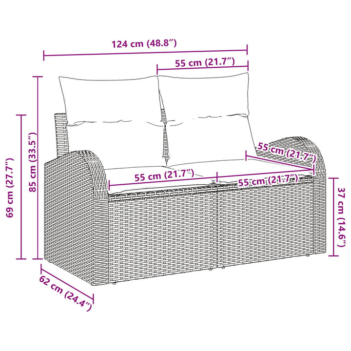 2-Personers Have Sofa med Opbevaring & Hynder Lysegrå Poly Rattan
