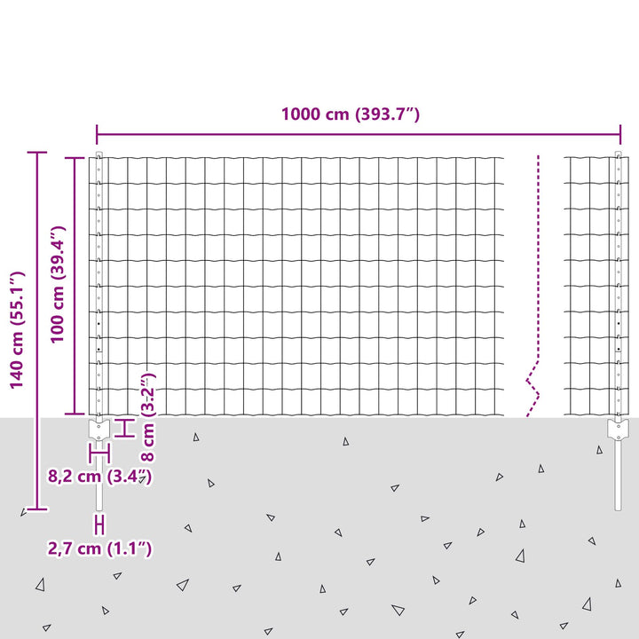 Havehegn Sæt Sæt af 2 Galvaniseret Stål 10 x 1 m Robust